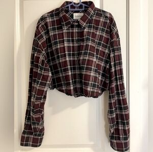 Aritzia Plaid Button Down Shirt - Red and Black